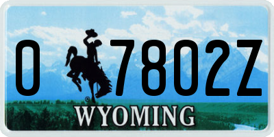 WY license plate 07802Z