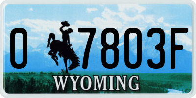 WY license plate 07803F