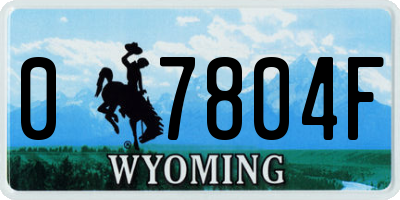 WY license plate 07804F