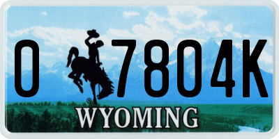WY license plate 07804K
