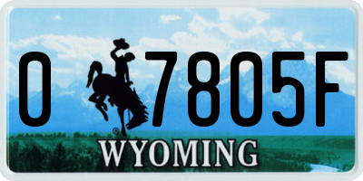 WY license plate 07805F