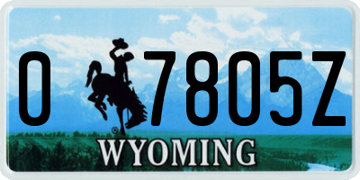 WY license plate 07805Z