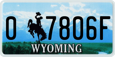 WY license plate 07806F