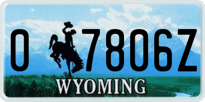 WY license plate 07806Z