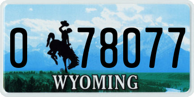 WY license plate 078077