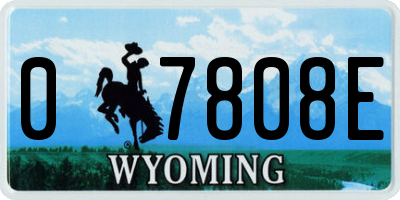WY license plate 07808E