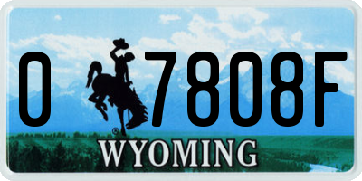 WY license plate 07808F