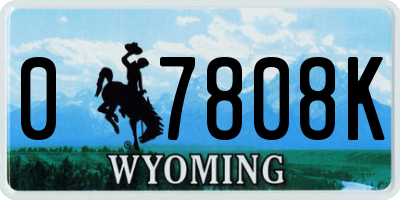 WY license plate 07808K