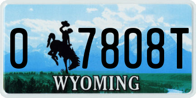 WY license plate 07808T