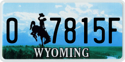 WY license plate 07815F