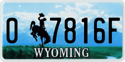 WY license plate 07816F