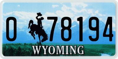 WY license plate 078194
