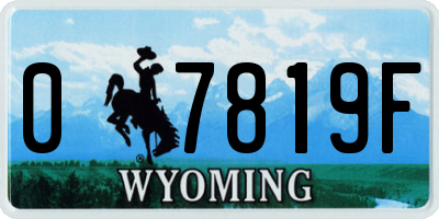 WY license plate 07819F