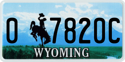 WY license plate 07820C
