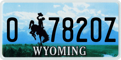 WY license plate 07820Z