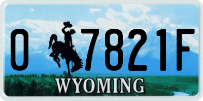 WY license plate 07821F