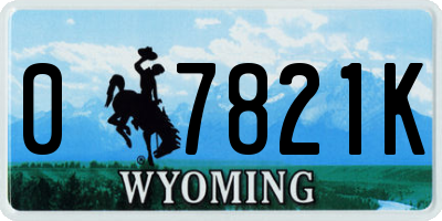 WY license plate 07821K