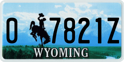WY license plate 07821Z