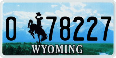 WY license plate 078227