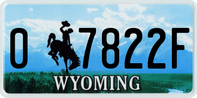WY license plate 07822F