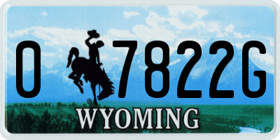 WY license plate 07822G