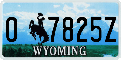 WY license plate 07825Z