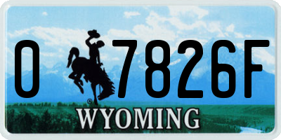 WY license plate 07826F