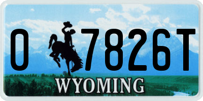 WY license plate 07826T