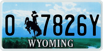 WY license plate 07826Y