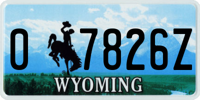 WY license plate 07826Z