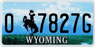 WY license plate 07827G