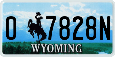 WY license plate 07828N