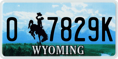 WY license plate 07829K