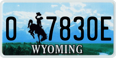 WY license plate 07830E