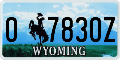 WY license plate 07830Z