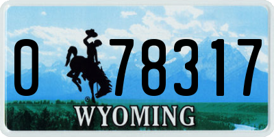 WY license plate 078317