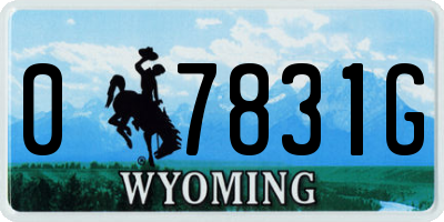 WY license plate 07831G