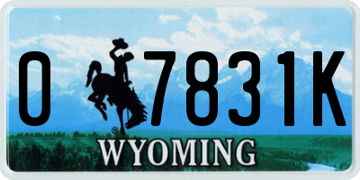 WY license plate 07831K