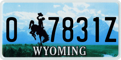 WY license plate 07831Z