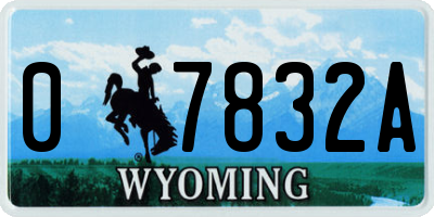 WY license plate 07832A