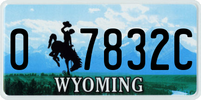 WY license plate 07832C