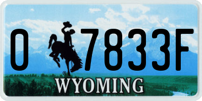 WY license plate 07833F