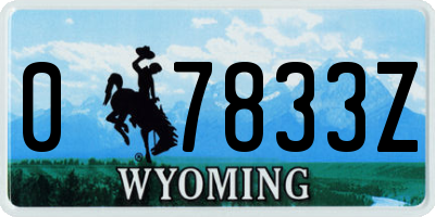WY license plate 07833Z