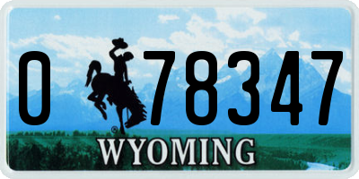 WY license plate 078347