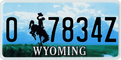 WY license plate 07834Z