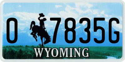 WY license plate 07835G