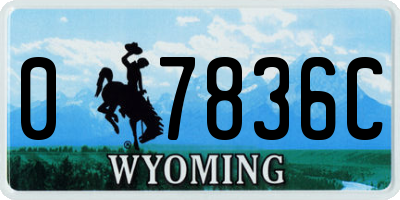 WY license plate 07836C