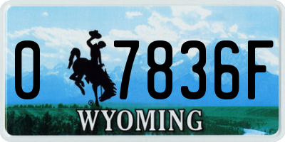 WY license plate 07836F
