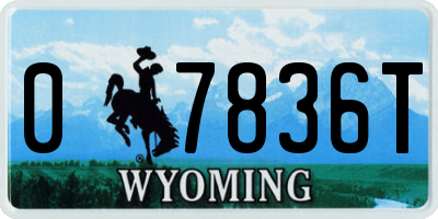 WY license plate 07836T