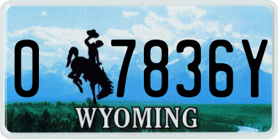 WY license plate 07836Y